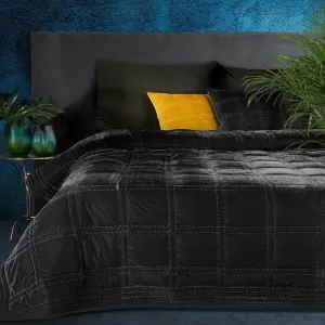 Čierny zamatový prehoz na posteľ CYPRIAN2 220 x 240 cm