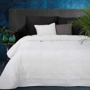 Biely zamatový prehoz na posteľ CYPRIAN2 170 x 210 cm