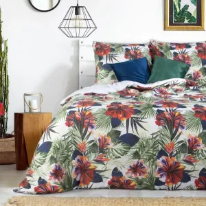 Kvetované posteľné obliečky NELLY z bavlneného saténu 220x200 cm, 70x90 cm