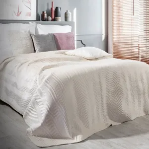 Kvalitný obojstranný prehoz na posteľ krémovej farby Šírka: 200 cm | Dĺžka: 220 cm