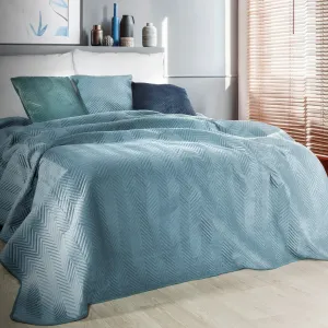 Luxusný dekoračný prehoz na posteľ modrej farby Šírka: 200 cm | Dĺžka: 220 cm