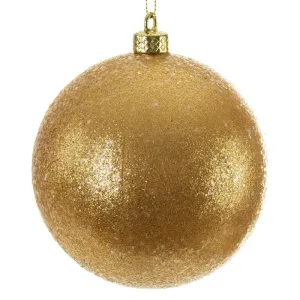 Zlatá plastová vianočná guľa 10 cm - sada 4 ks