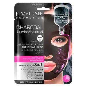 Eveline Cosmetics Eveline Charcoal Hĺbkovo čistiaca hydratačná pleťová maska s aktívnym čiernym uhlím 8v1 20 ml #128980