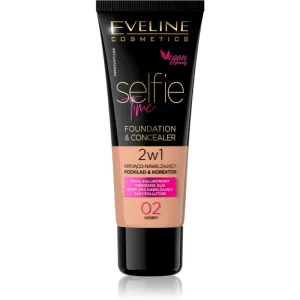 Eveline Selfie Time 2in1 Foundation & Concealer 02 Ivory dlhotrvajúci make-up 2v1 30 ml