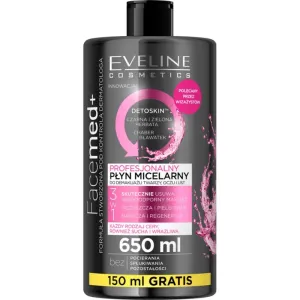 Eveline Cosmetics FaceMed+ čistiaca a odličovacia micelárna voda s detoxikačným účinkom 650 ml