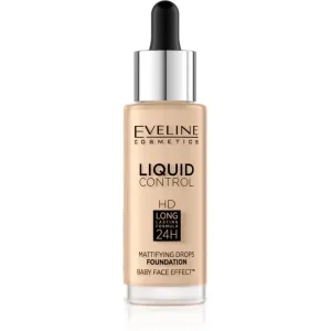 Eveline Liquid Control HD Mattifying Drops Foundation dlhotrvajúci make-up so zmatňujúcim účinkom 015 Light Vanilla 32 ml