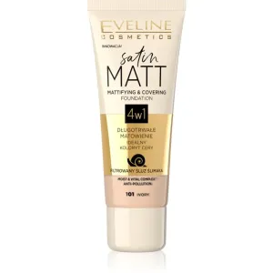 Eveline Satin Matt Mattifying & Covering Foundation 4in1 tekutý make-up so zmatňujúcim účinkom 101 Ivory 30 ml