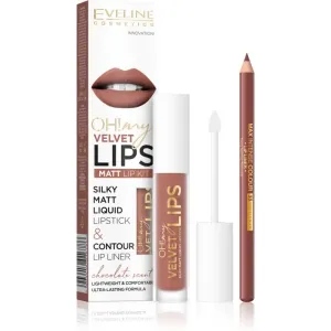 Eveline OH! My Velvet Lips Matt Lip Kit 12 Praline Eclair sada na pery pre matný efekt 4,5 ml