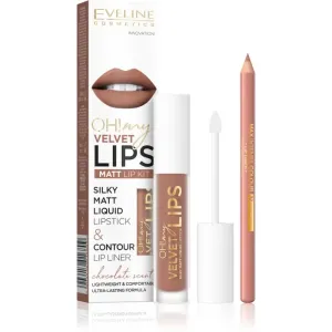 Eveline OH! My Velvet Lips Matt Lip Kit 14 Choco Truffle sada na pery pre matný efekt 4,5 ml