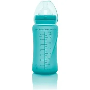 Everyday Baby fľaša sklo s teplotným senzorom 240 ml Turquoise