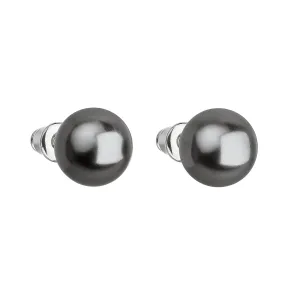 Náušnice bižutéria so Swarovski perlou sivé okrúhle 71070.3