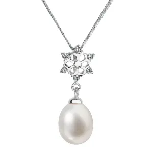 Perlový náhrdelník s retiazkou z pravých riečnych periel biely 22010.1