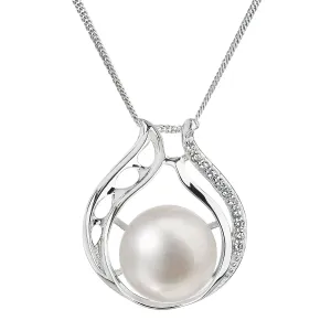 Perlový náhrdelník s retiazkou z pravých riečnych periel biely 22011.1