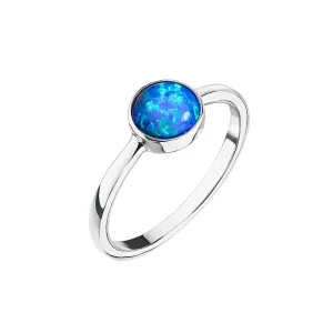 Strieborný prsteň so syntetickým opálom modrý okrúhly 15001.3 #1447779