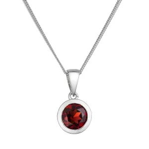 Strieborný náhrdelník s pravým minerálnym kameňom červený 12081.3 garnet