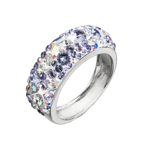 Strieborný prsteň s krištálmi Swarovski fialový 35031.3 #1446252