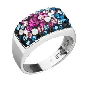 Strieborný prsteň s krištálmi Swarovski mix farieb modrá ružová 35014.4 #1446556