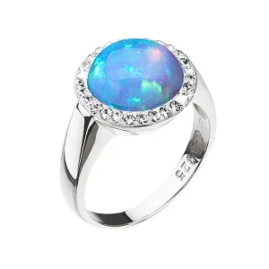 Strieborný prsteň so syntetickým opálom a kryštálmi Preciosa svetlo modrý 35060.1 #1447817