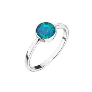 Strieborný prsteň so syntetickým opálom zelený okrúhly 15001.1 green #1448220