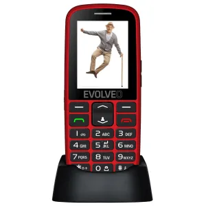 EVOLVEO EasyPhone EG mobilný telefón pre dôchodcov s nabíjacím stojančekom (červená farba)
