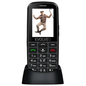 EVOLVEO EasyPhone EG mobilný telefón pre dôchodcov s nabíjacím stojančekom (čierna farba)