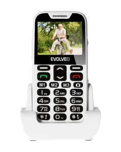 EVOLVEO EasyPhone XD, mobilný telefón pre dôchodcov s nabíjacím stojančekom (biela farba)