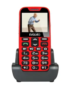 EVOLVEO EasyPhone XD, mobilný telefón pre dôchodcov s nabíjacím stojančekom (červená farba)