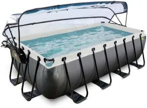 Bazén s krytom a pieskovou filtráciou Black Leather pool Exit Toys oceľová konštrukcia 400*200*100 cm čierny od 6 rokov