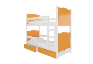 Expedo Detská poschodová posteľ BALADA, 180x75, biela/oranžová