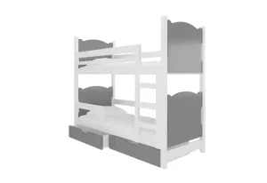 Expedo Detská poschodová posteľ BALADA, 180x75, biela/sivá