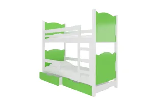 Expedo Detská poschodová posteľ BALADA, 180x75, biela/zelená