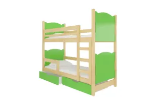Expedo Detská poschodová posteľ BALADA, 180x75, sosna/zelená