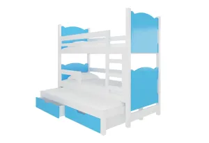 Expedo Detská poschodová posteľ LETIA, 180x75, biela/modrá