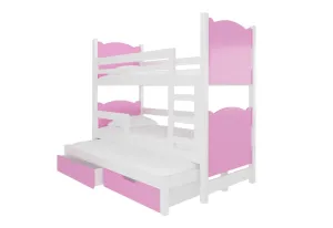 Expedo Detská poschodová posteľ LETIA, 180x75, biela/ružová