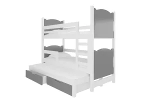 Expedo Detská poschodová posteľ LETIA, 180x75, biela/sivá