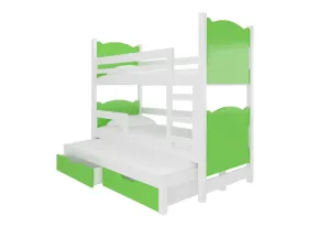Expedo Detská poschodová posteľ LETIA, 180x75, biela/zelená