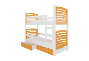 Expedo Detská poschodová posteľ OSINA, 180x75, biela/oranžová