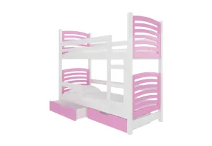 Expedo Detská poschodová posteľ OSINA, 180x75, biela/ružová