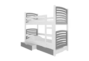 Expedo Detská poschodová posteľ OSINA, 180x75, biela/sivá