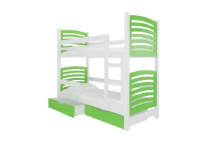 Expedo Detská poschodová posteľ OSINA, 180x75, biela/zelená
