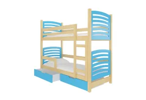 Expedo Detská poschodová posteľ OSINA, 180x75, sosna/modrá