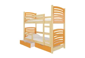 Expedo Detská poschodová posteľ OSINA, 180x75, sosna/oranžová