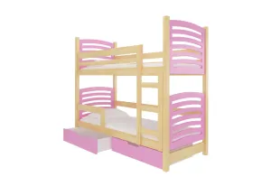 Expedo Detská poschodová posteľ OSINA, 180x75, sosna/ružová