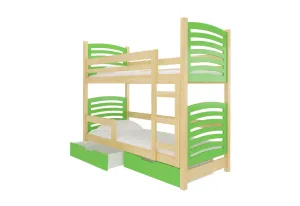 Expedo Detská poschodová posteľ OSINA, 180x75, sosna/zelená