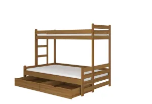 Expedo Detská poschodová posteľ RAIMUND + matrac, 80x200, dub