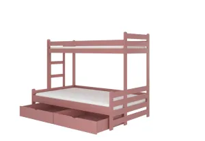Expedo Detská poschodová posteľ RAIMUND + matrac, 90x200, ružová