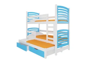 Expedo Detská poschodová posteľ SORTA, 180x75, biela/modrá