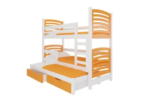 Expedo Detská poschodová posteľ SORTA, 180x75, biela/oranžová