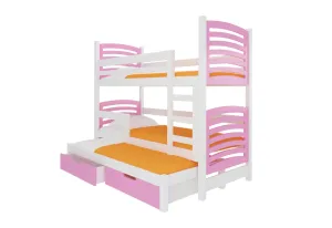 Expedo Detská poschodová posteľ SORTA, 180x75, biela/ružová
