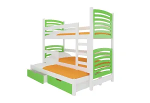 Expedo Detská poschodová posteľ SORTA, 180x75, biela/zelená